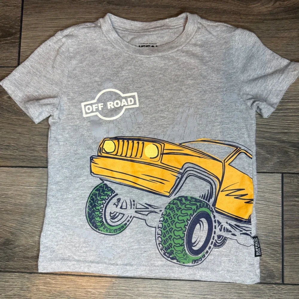 Carter's Buffalo David Bitton Boys 3T Graphic T-Shirt Bundle Dinosaur Truck 3pc